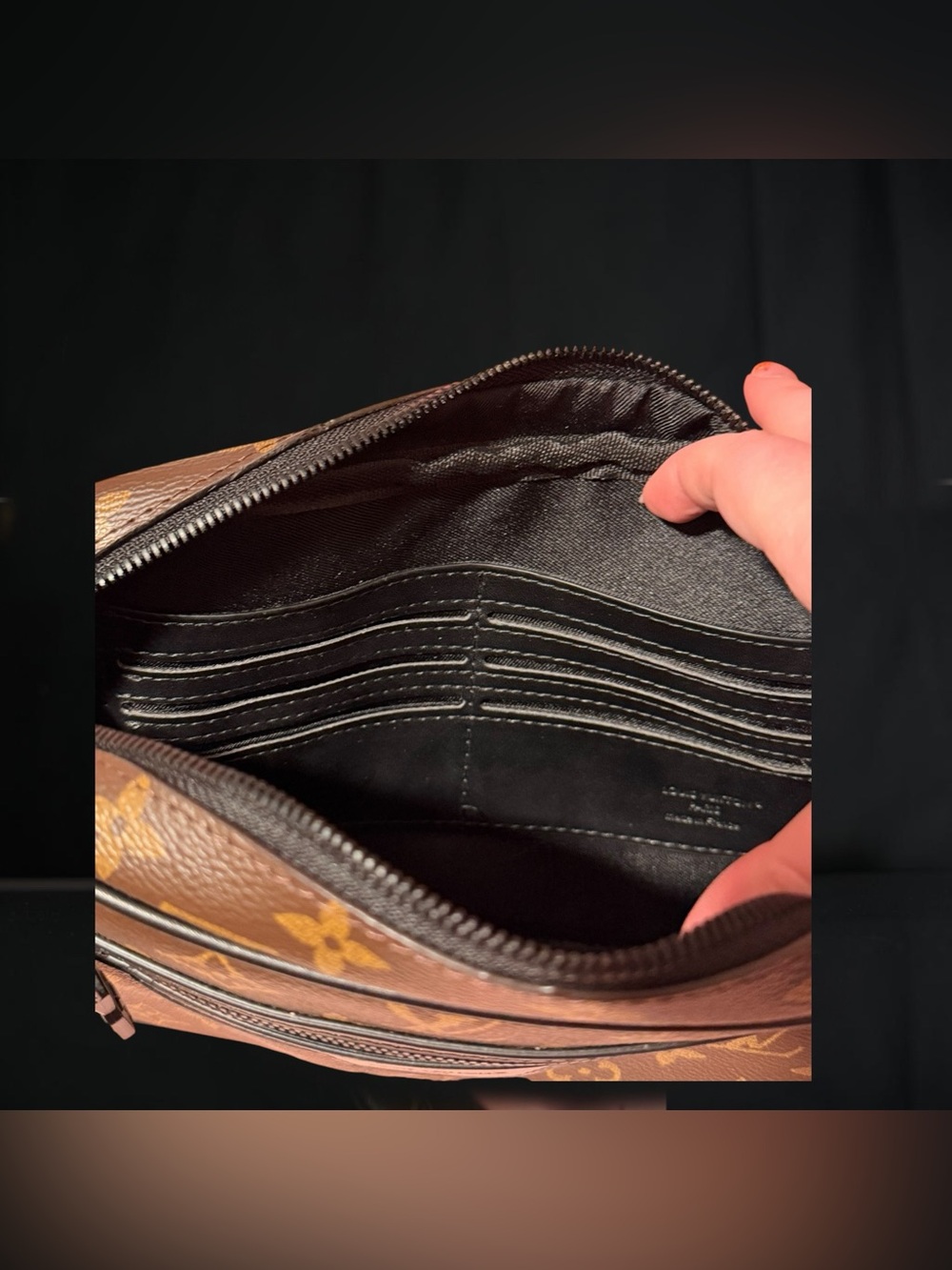 Brown monogram Leather clutch bag - Picture 4 of 5